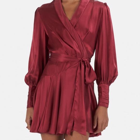 Zimmermann Wrap Dress in Burgundy size 0 - Picture 2 of 8